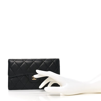 Chanel Lambskin Quilted Large Flap Wallet Black 2 of 12