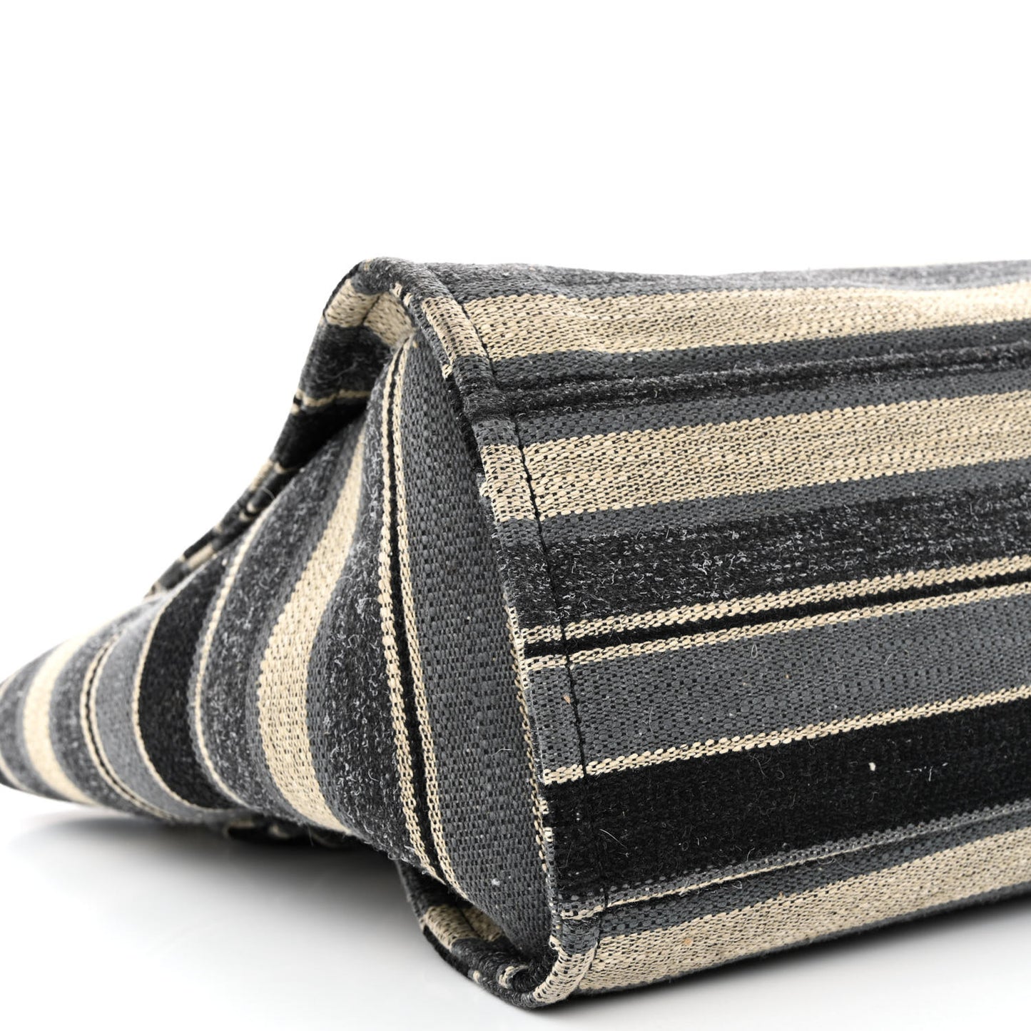 Striped Canvas Medium Deauville Tote Black