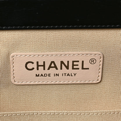 Chanel Glazed Calfskin Raffia Vanity Case Bag Black Beige 7 of 10