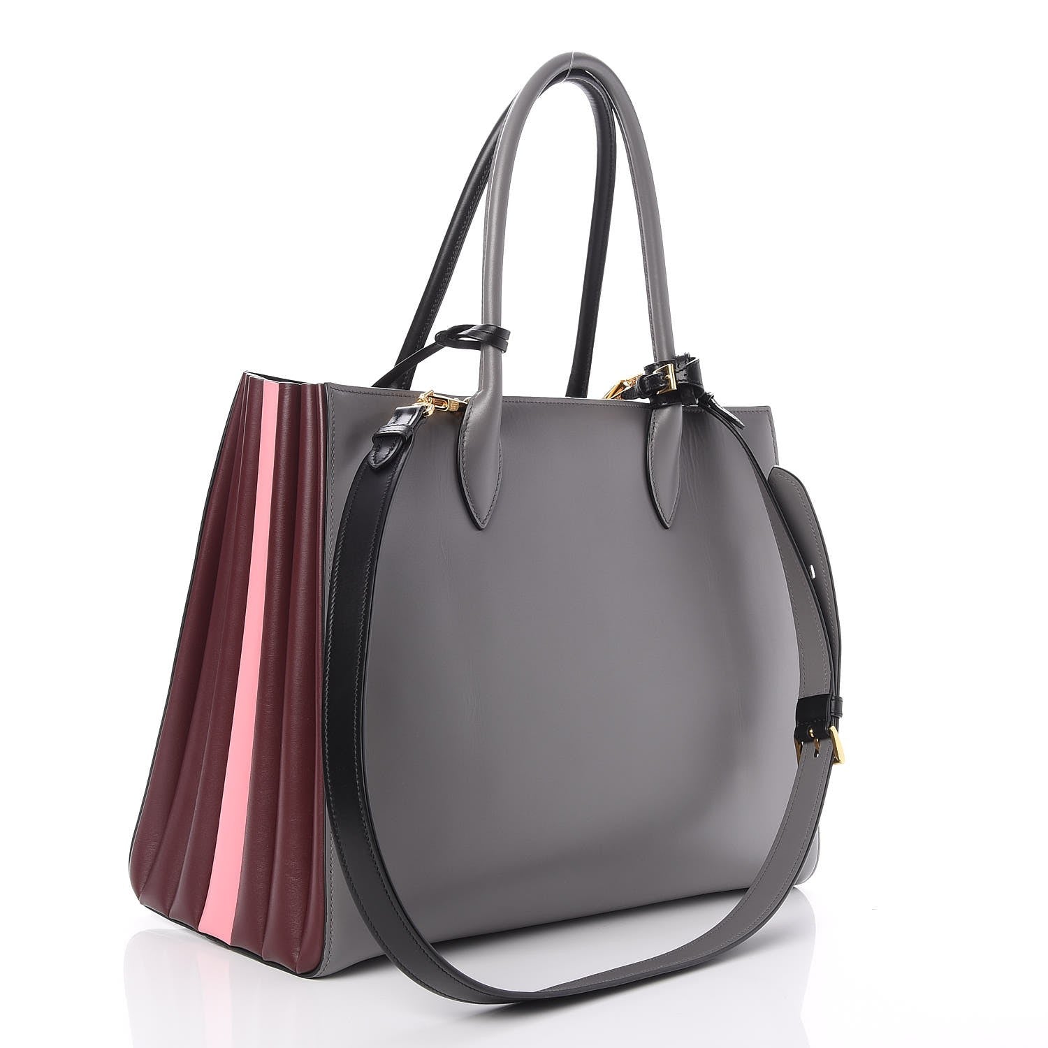 Prada City Calf Bibliotheque XL Tote Nero Black Marmo Granato 3 of 7