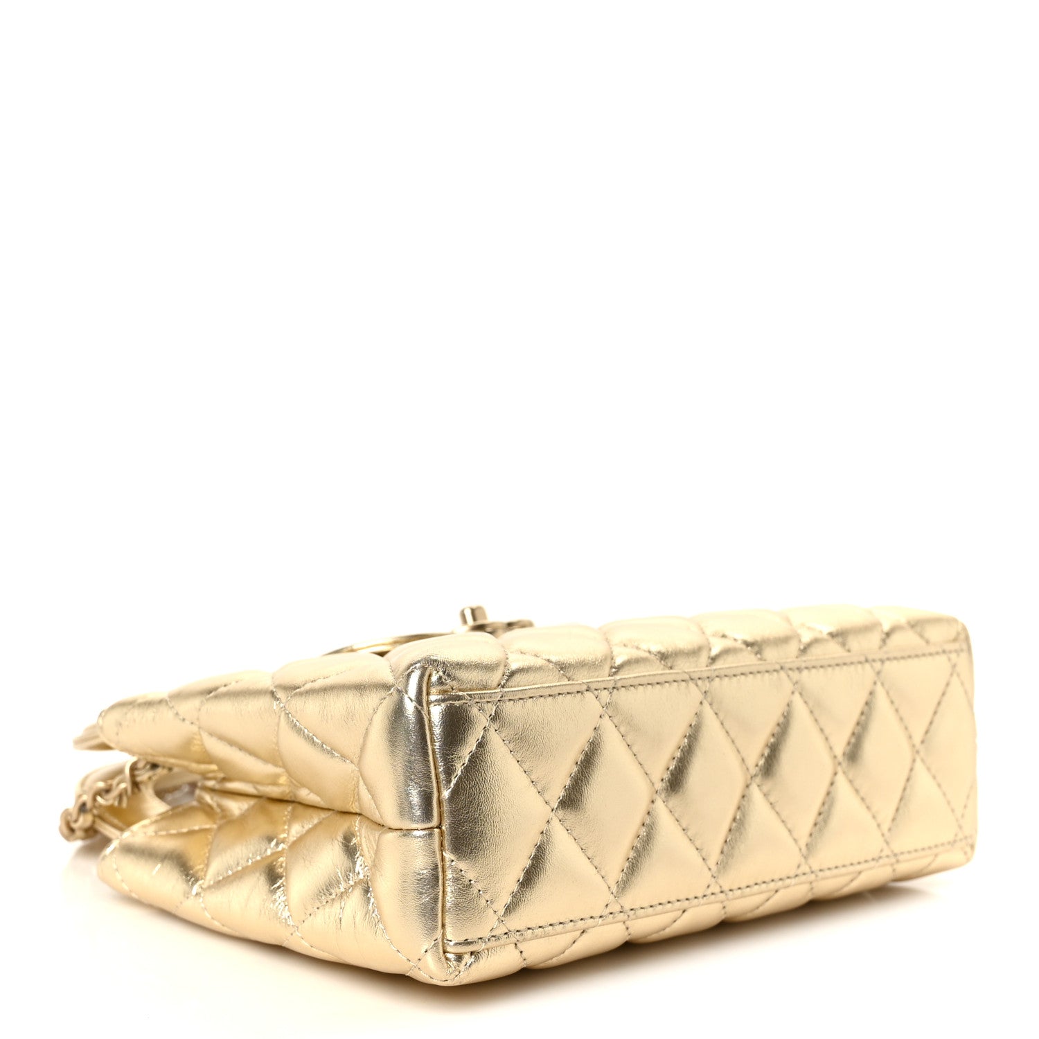 Chanel Metallic Shiny Aged Calfskin Quilted Nano Kelly Shopper