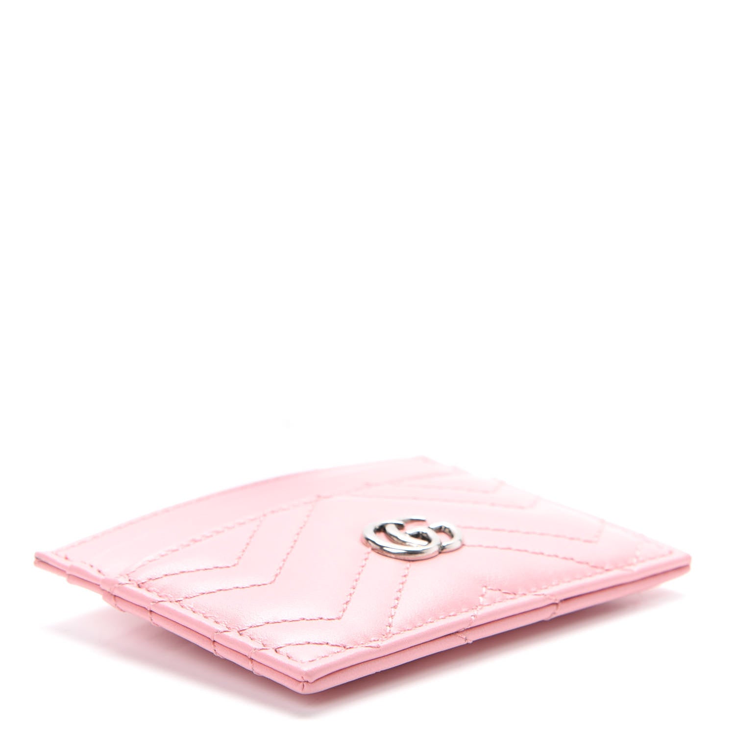 Gucci Calfskin Matelasse GG Marmont Card Holder Wild Rose 3 of 6
