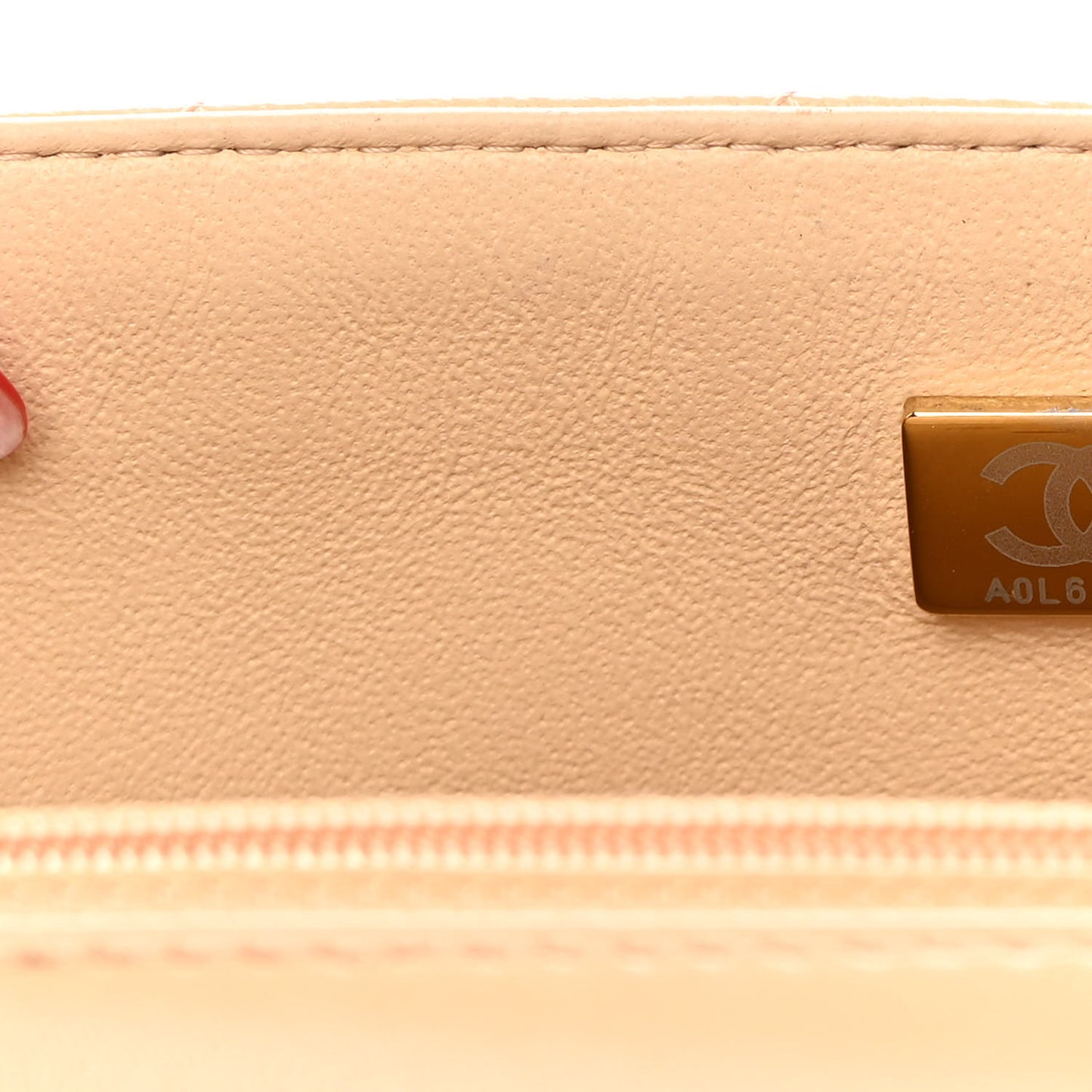 Lambskin Quilted Mini Rectangular Flap Beige