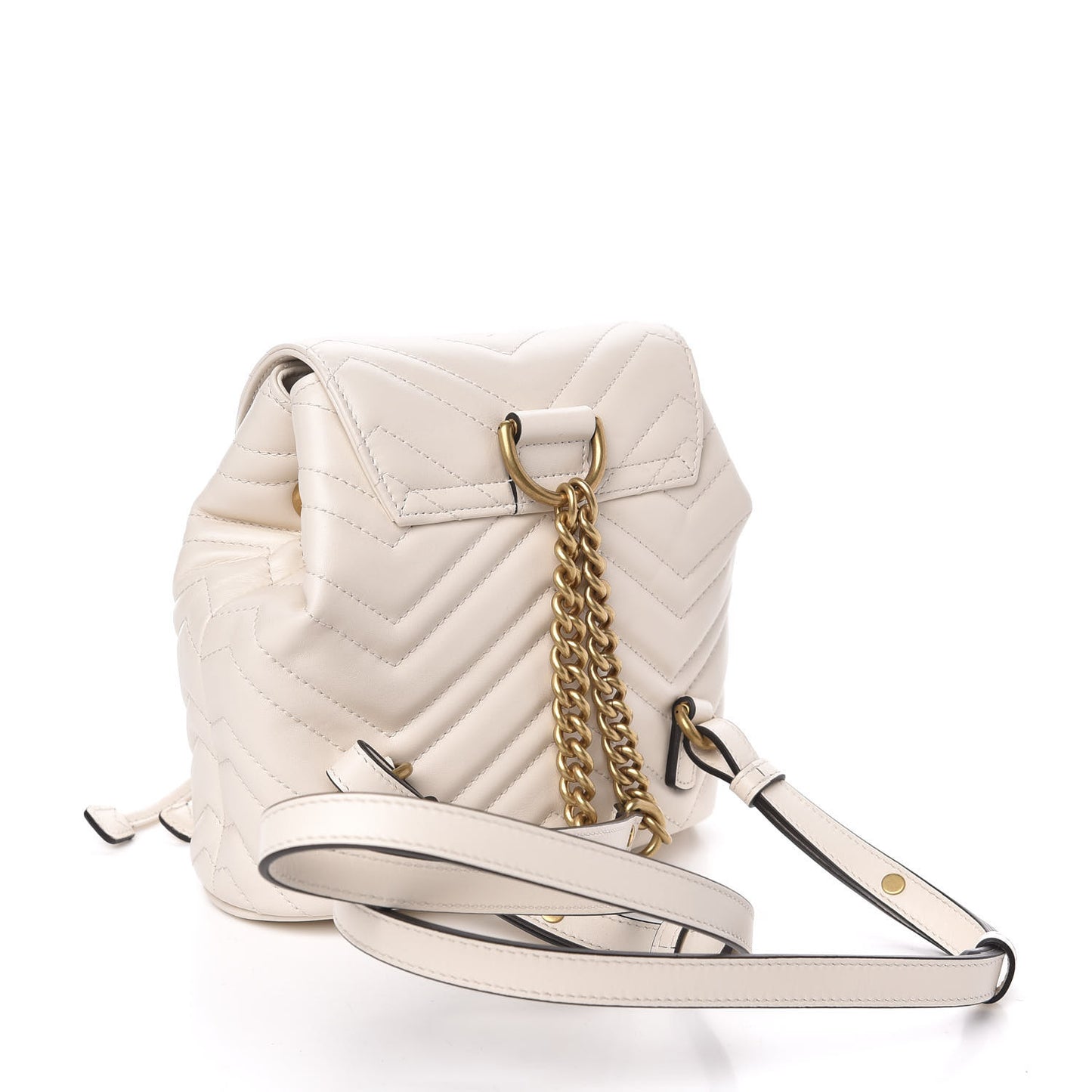Calfskin Matelasse GG Marmont Flap Backpack White