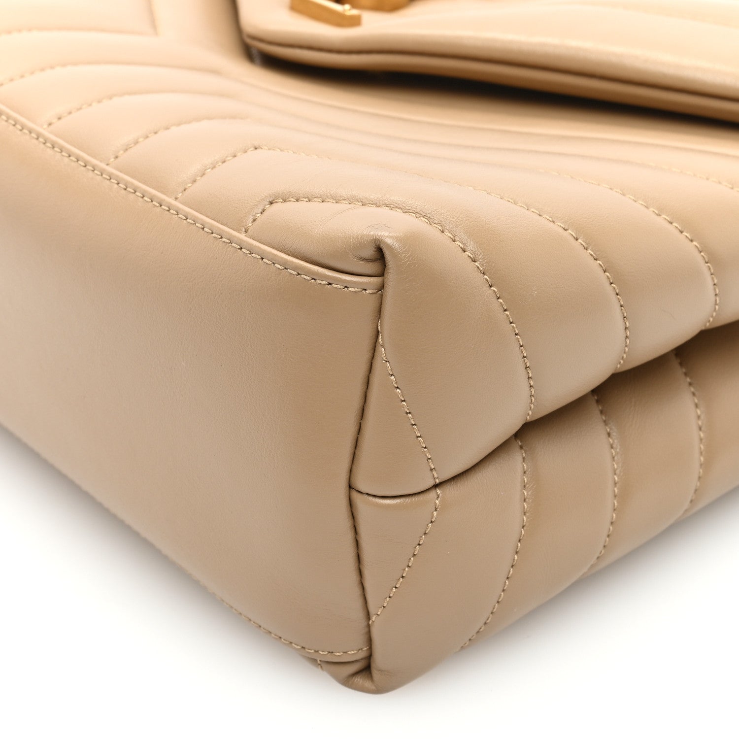 Saint Laurent Calfskin Y Quilted Monogram Medium Loulou Chain Satchel Natural Tan 9 of 10