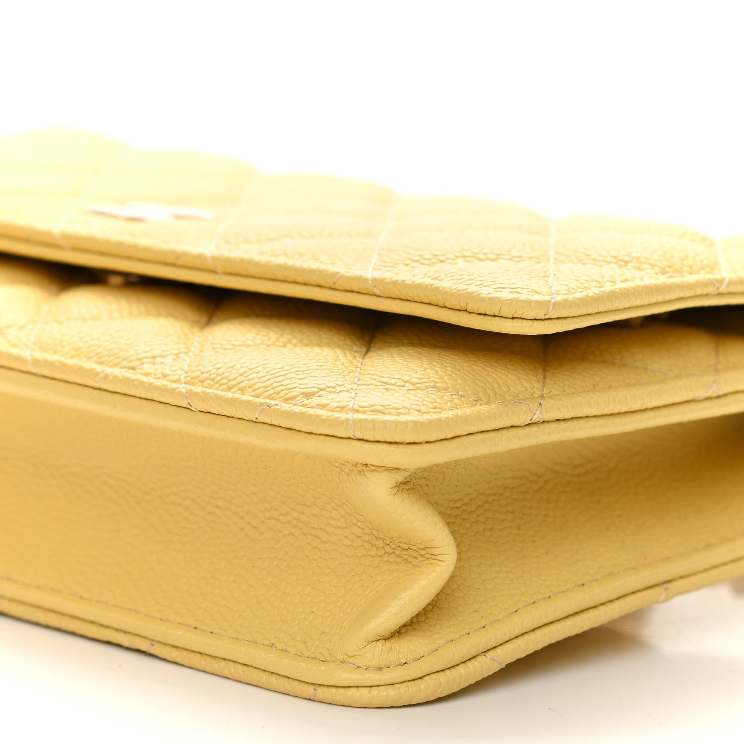 Chanel Caviar Quilted Tiny CC Wallet On Chain WOC Yellow 11 of 13