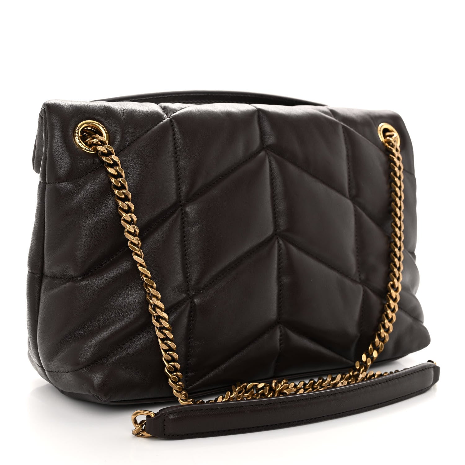 Saint Laurent Lambskin Quilted Small Loulou Puffer Monogram Chain Satchel Dark Ganache 3 of 10