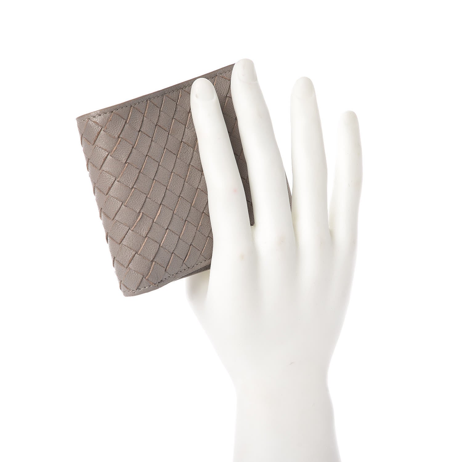 Bottega Veneta Nappa Intrecciato Coin Purse Bi-Fold Wallet Light Grey 2 of 7