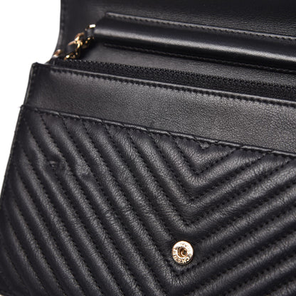 Chanel Calfskin Chevron Quilted Boy Wallet On Chain WOC Black 9 of 10