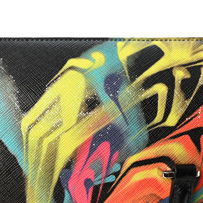 Prada Saffiano Girl Print Satchel Black Ginestra Fuoco 10 of 10