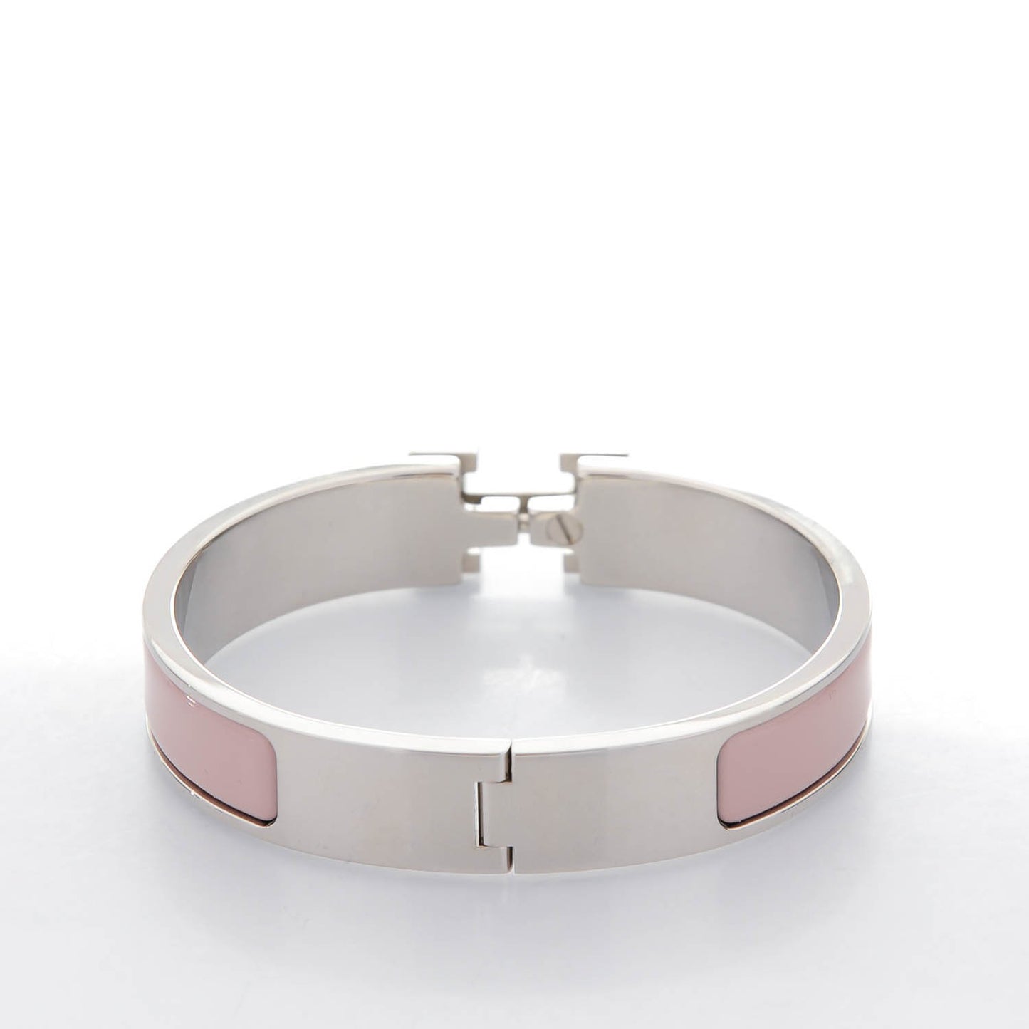 Enamel Narrow Clic Clac H Bracelet PM Rose Poudre