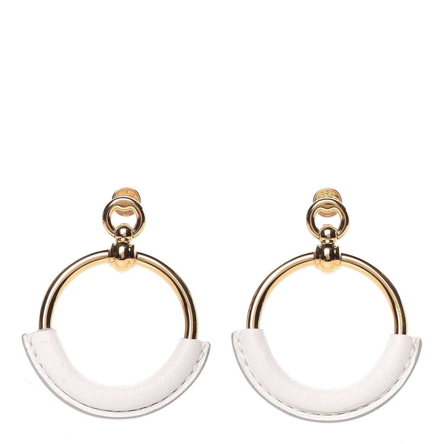 Hermes Swift Loop Earrings Gold White 1 of 5