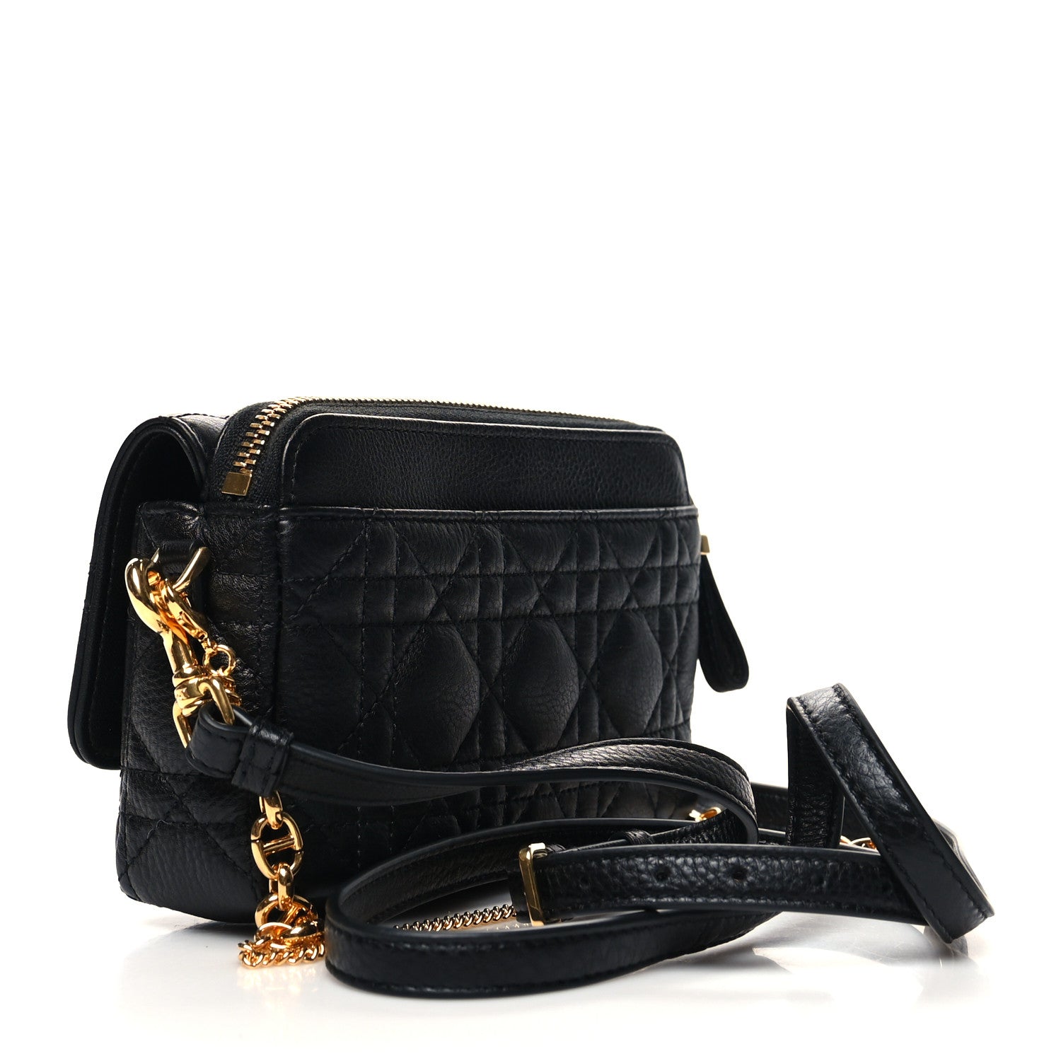 Christian Dior Supple Calfskin Cannage Caro Pouch with Chain Black 2 of 10
