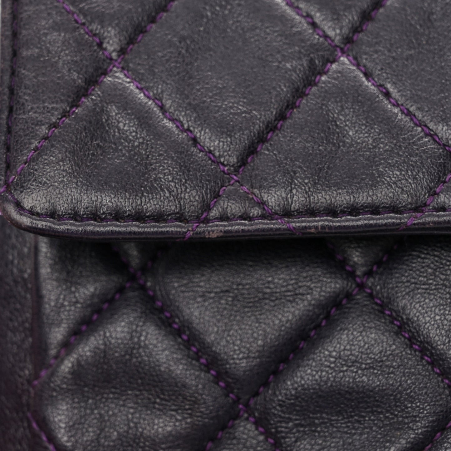 Lambskin Quilted Medium Kelly Flap Purple