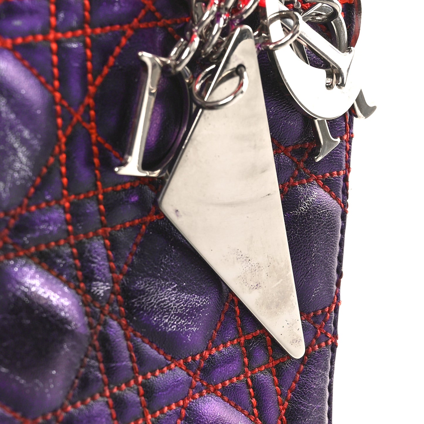 Metallic Lambskin Cannage Medium Anselm Reyle Lady Dior Purple Orange