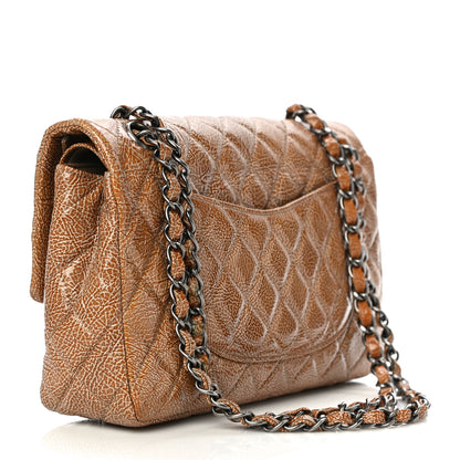 Chanel Crinkled Patent Quilted Medium Double Flap Brown 3 of 19