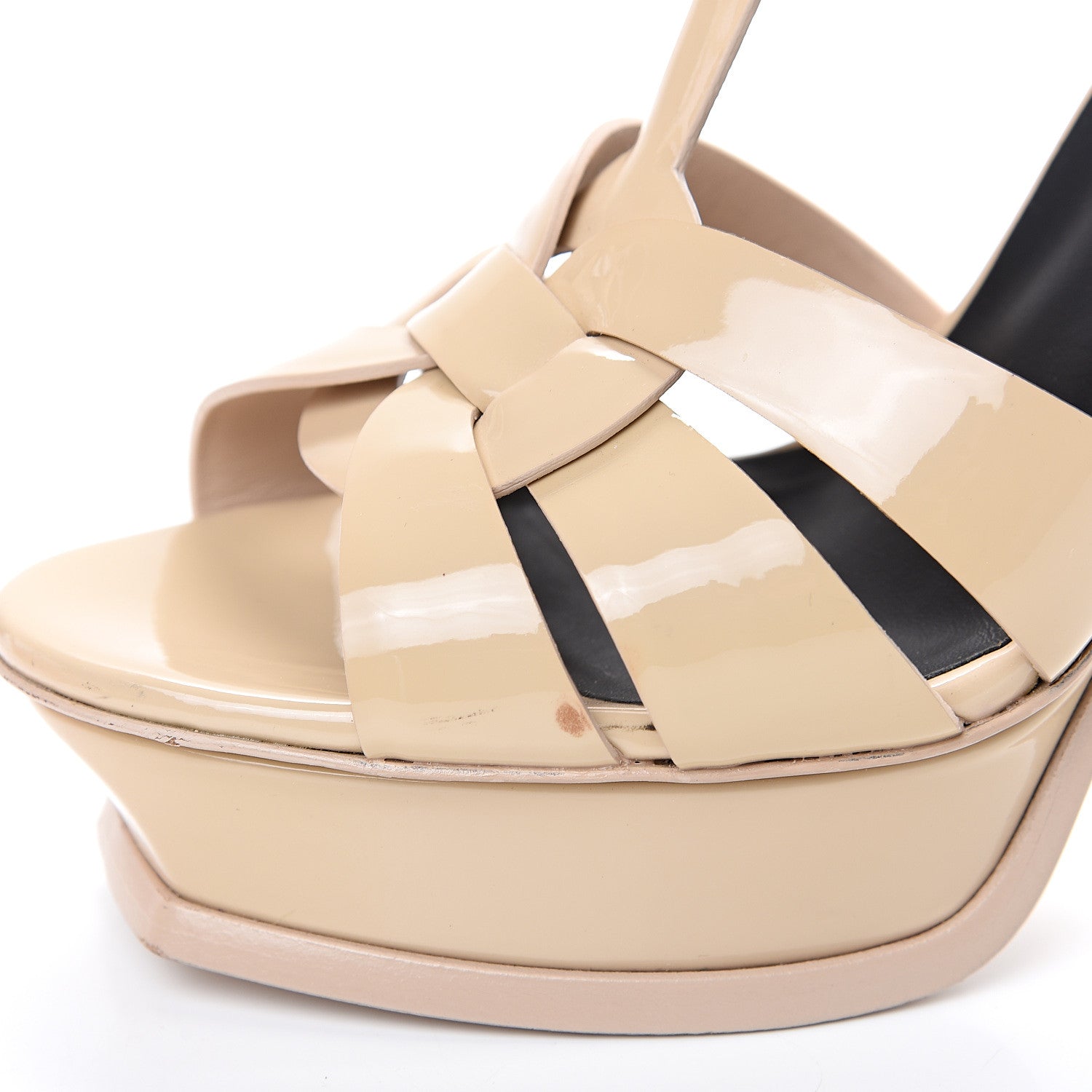 Saint Laurent Patent Tribute 105 Platform Sandals 39.5 Nude Powder 9 of 12