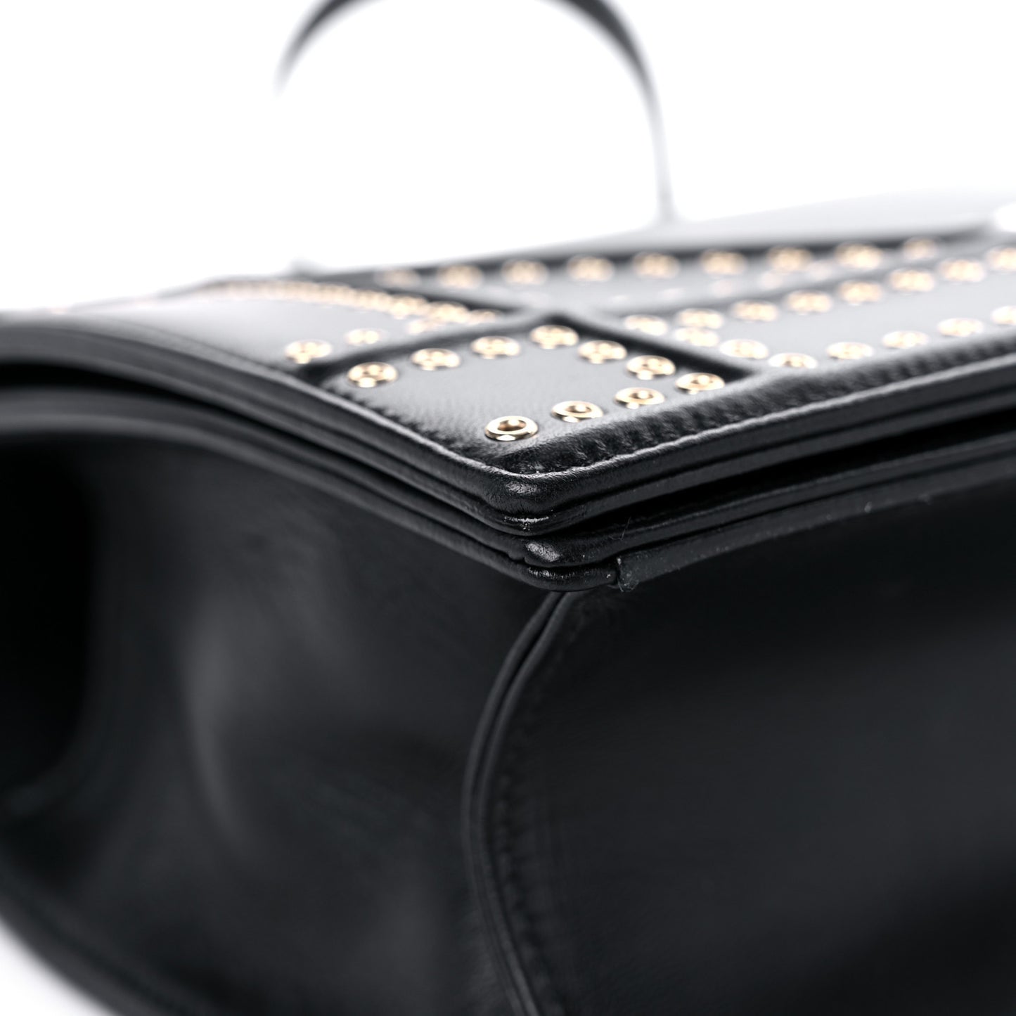 Lambskin Studded Medium Diorama Flap Bag Black