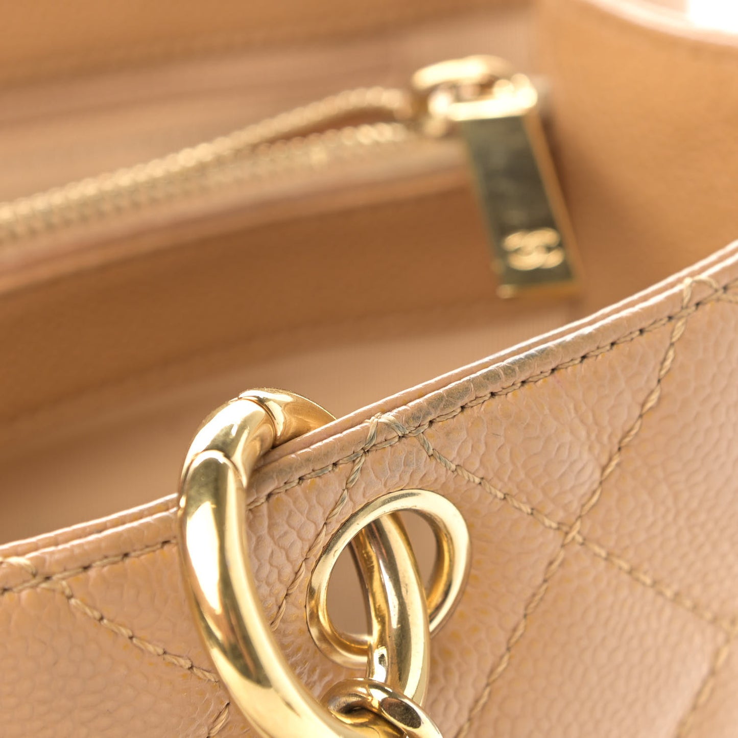 Caviar Quilted Grand Shopping Tote GST Beige
