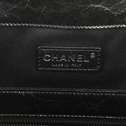 Chanel Glazed Calfskin Quilted Drawstring Shopping Tote Black 6 of 7