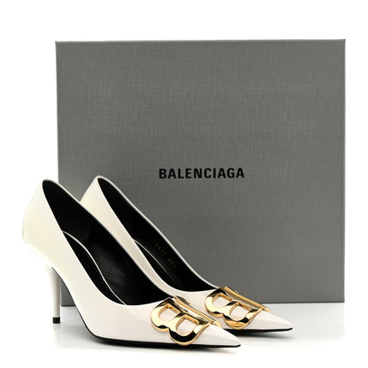Balenciaga Patent BB Square Knife Pointed Toe Pump 36.5 White 10 of 10