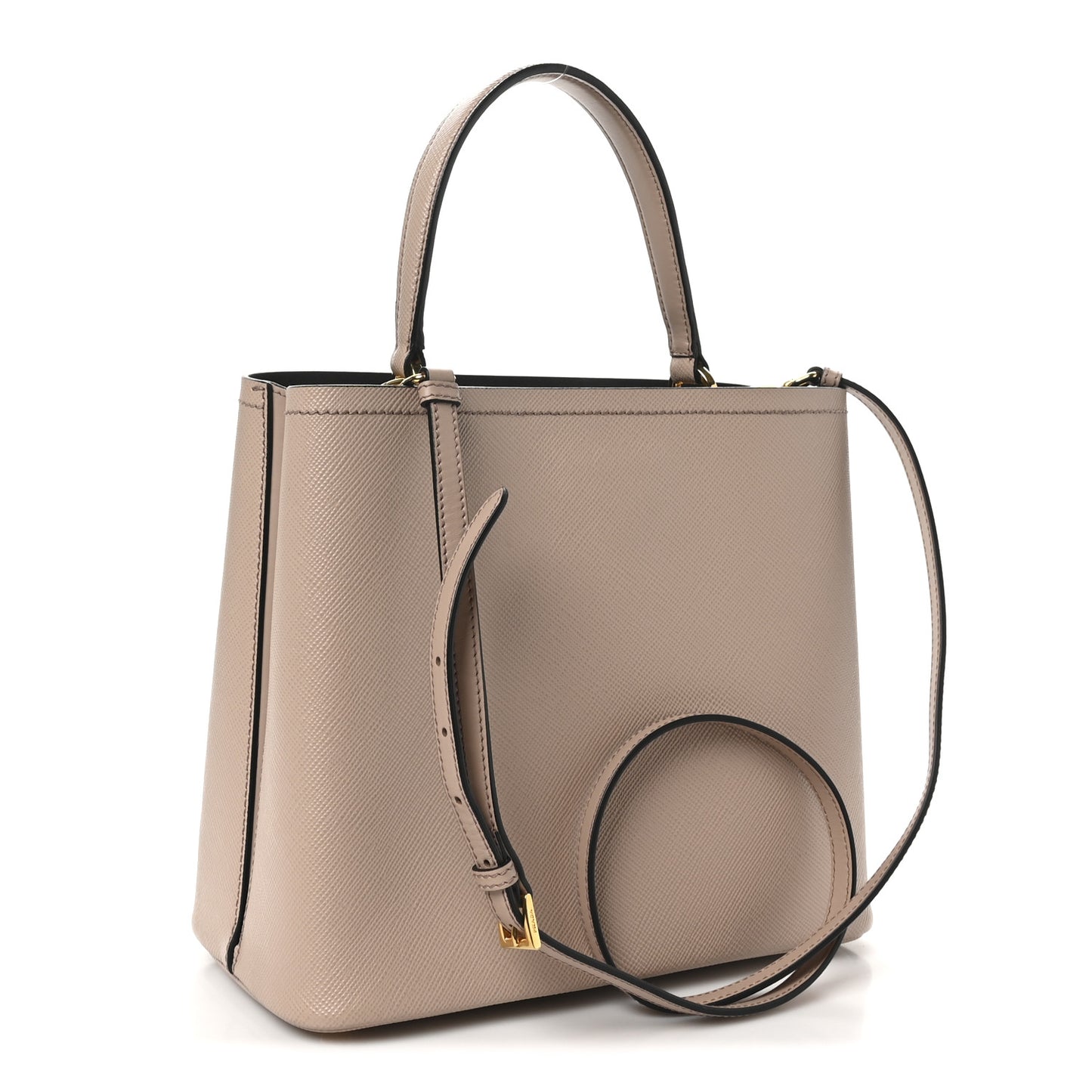 Saffiano Cuir Medium Panier Bucket Bag Cipria Black