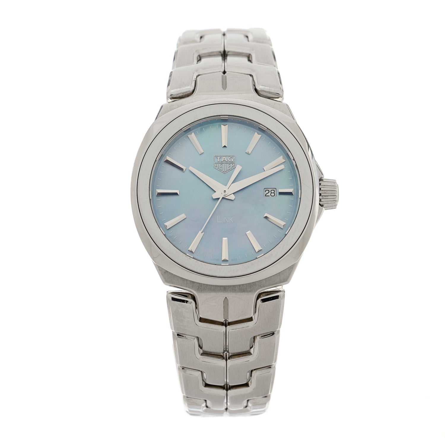 Tag Heuer Stainless Steel Blue Mother of Pearl 32mm Link Lady Quartz Watch WBC1311 1 of 5