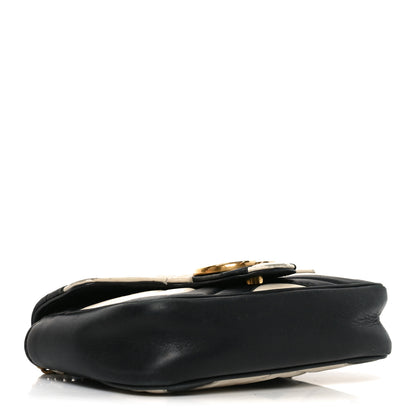 Gucci Calfskin Matelasse Super Mini GG Marmont Shoulder Bag Black White 3 of 9