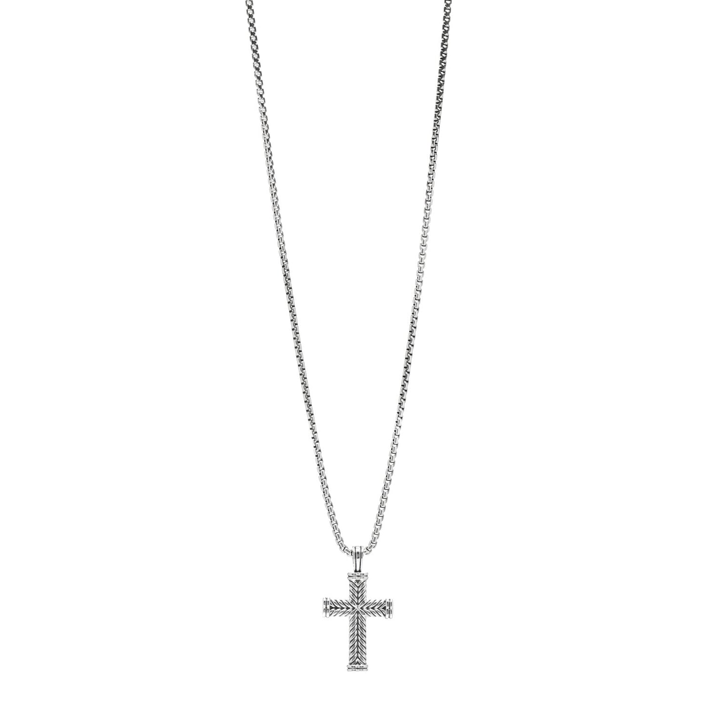 Sterling Silver Chevron Cross Pendant Necklace