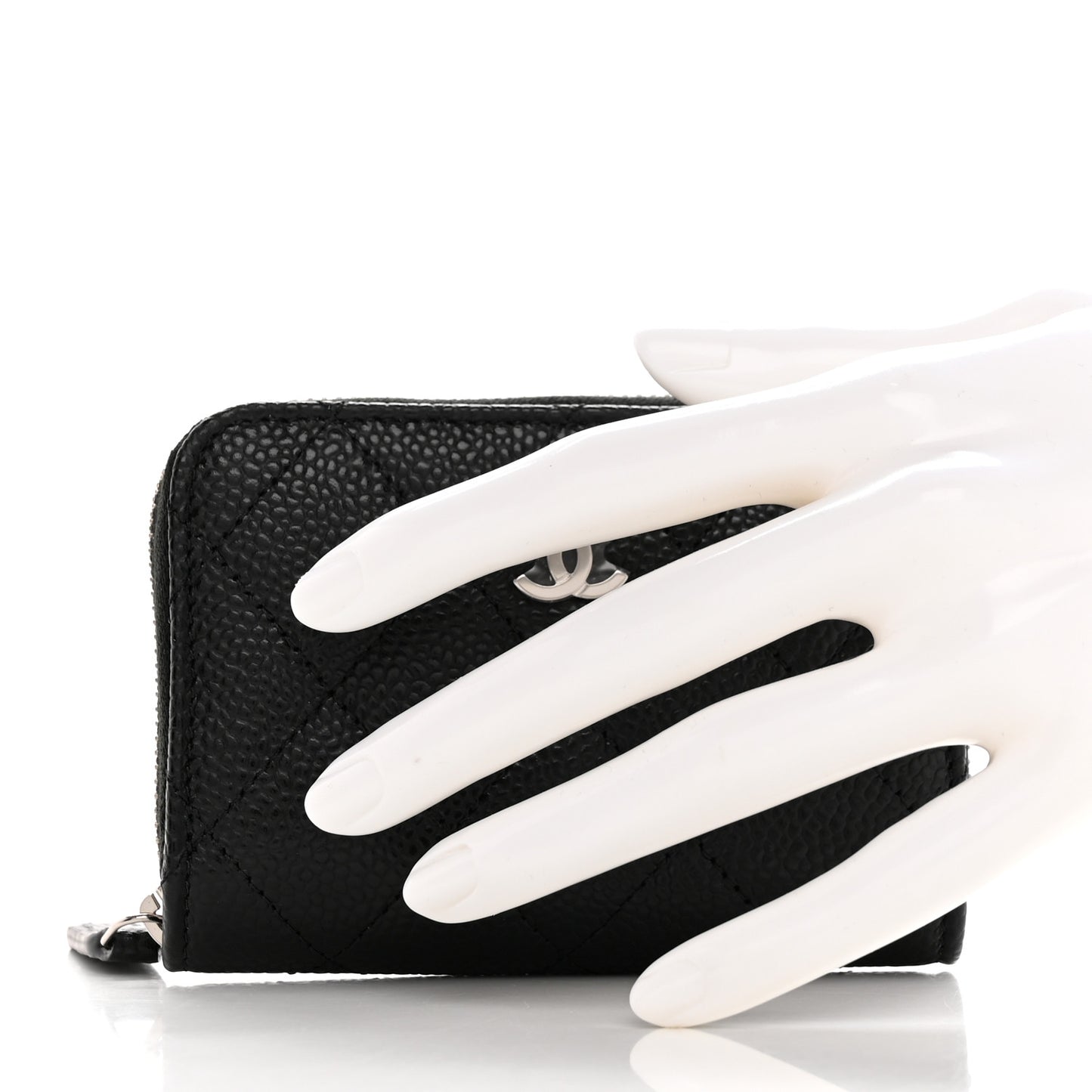 Caviar Quilted Zip Coin Purse Black