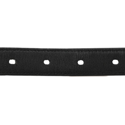 Saint Laurent Grained Calfskin Monogram Cassandre Extra Thin Square Buckle Belt 80 32 Black 3 of 6