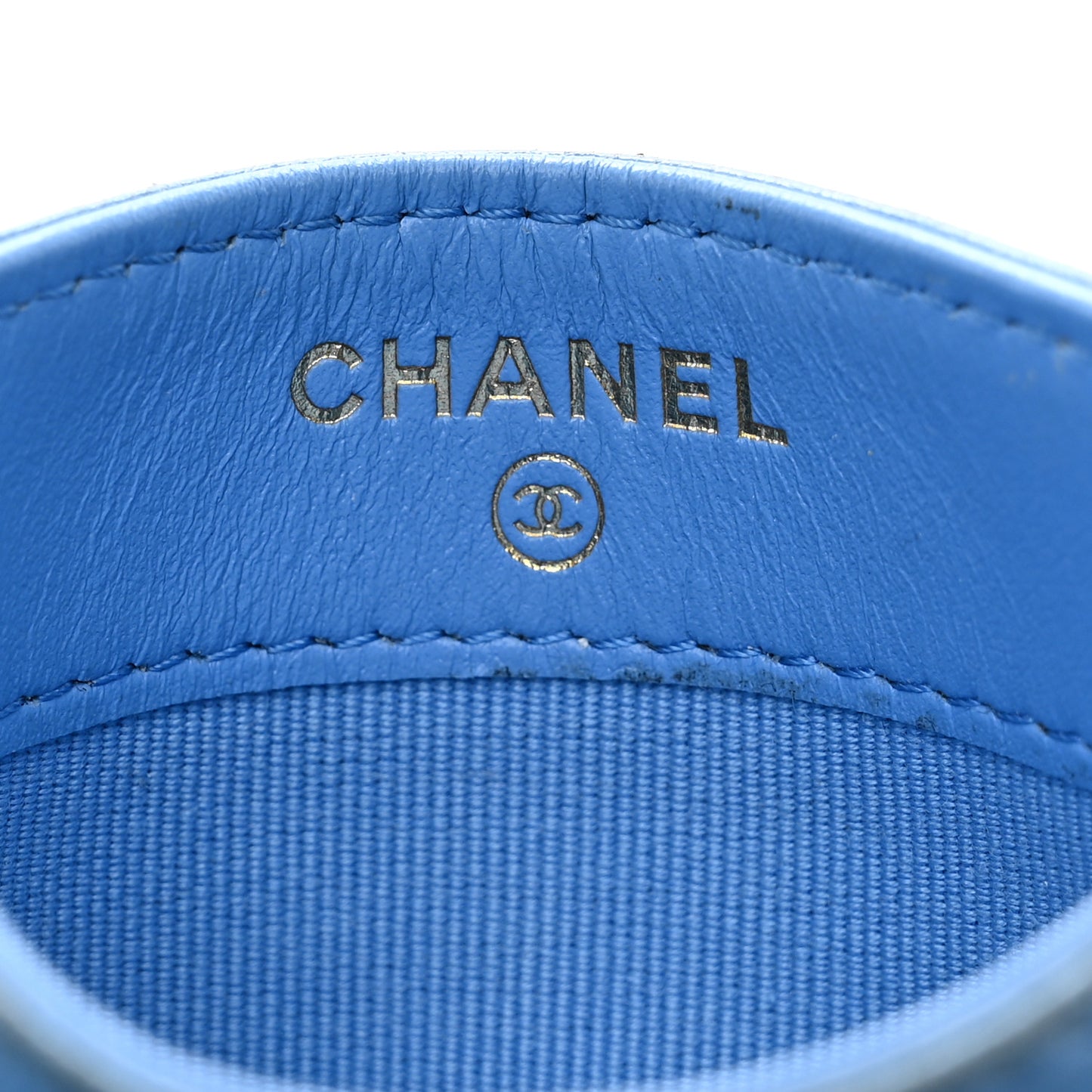 Lambskin Quilted Chanel 19 Card Holder Light Blue