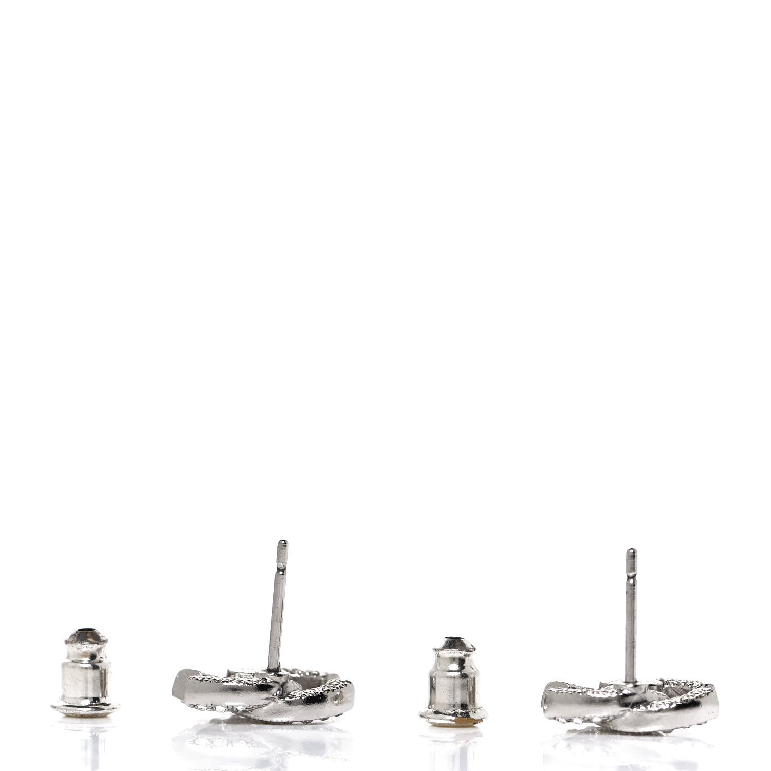 Chanel Crystal Timeless CC Earrings Silver 3 of 7
