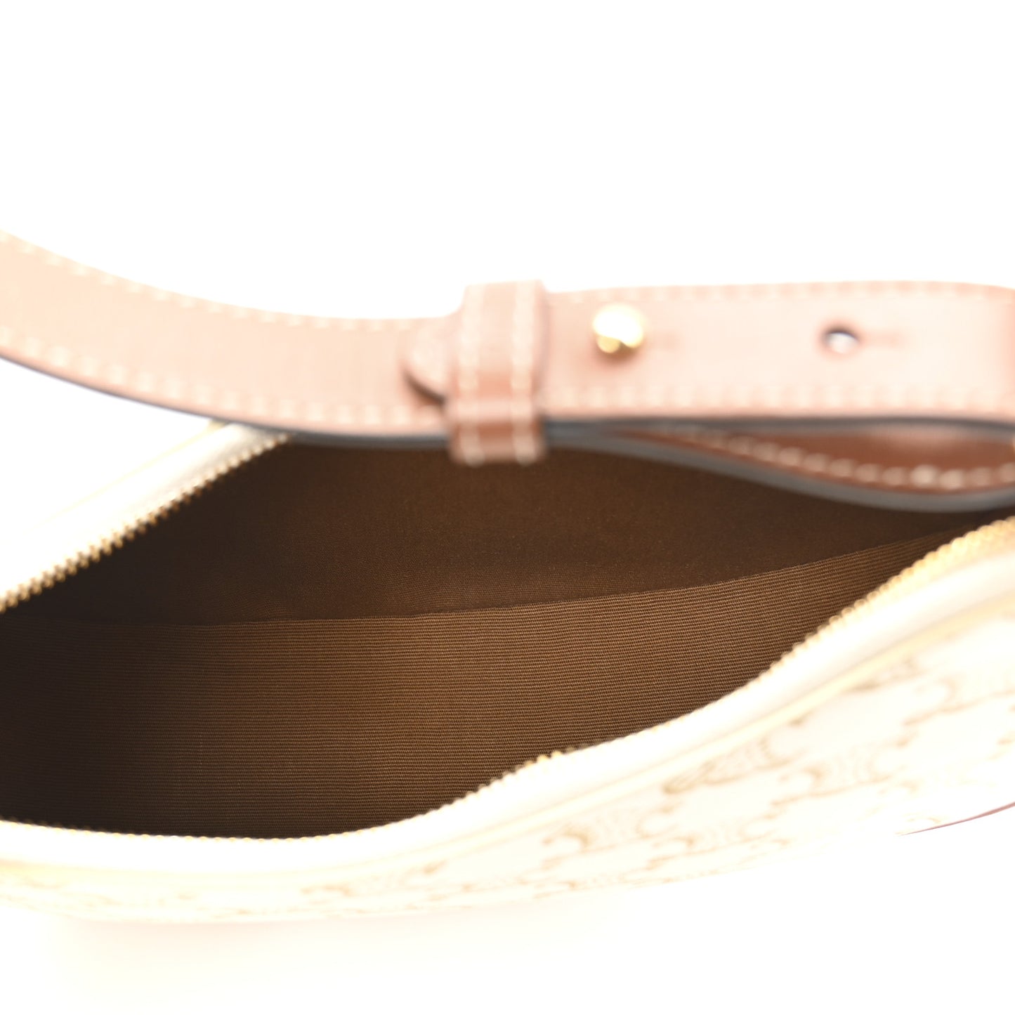 Canvas Calfskin Ava Triomphe Shoulder Bag White