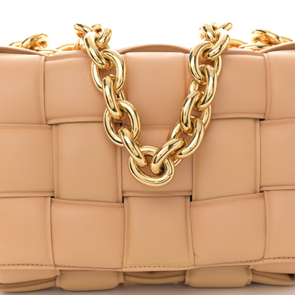 Bottega Veneta Lambskin Maxi Intreccio Padded Chain Cassette Crossbody Bag Almond 8 of 10