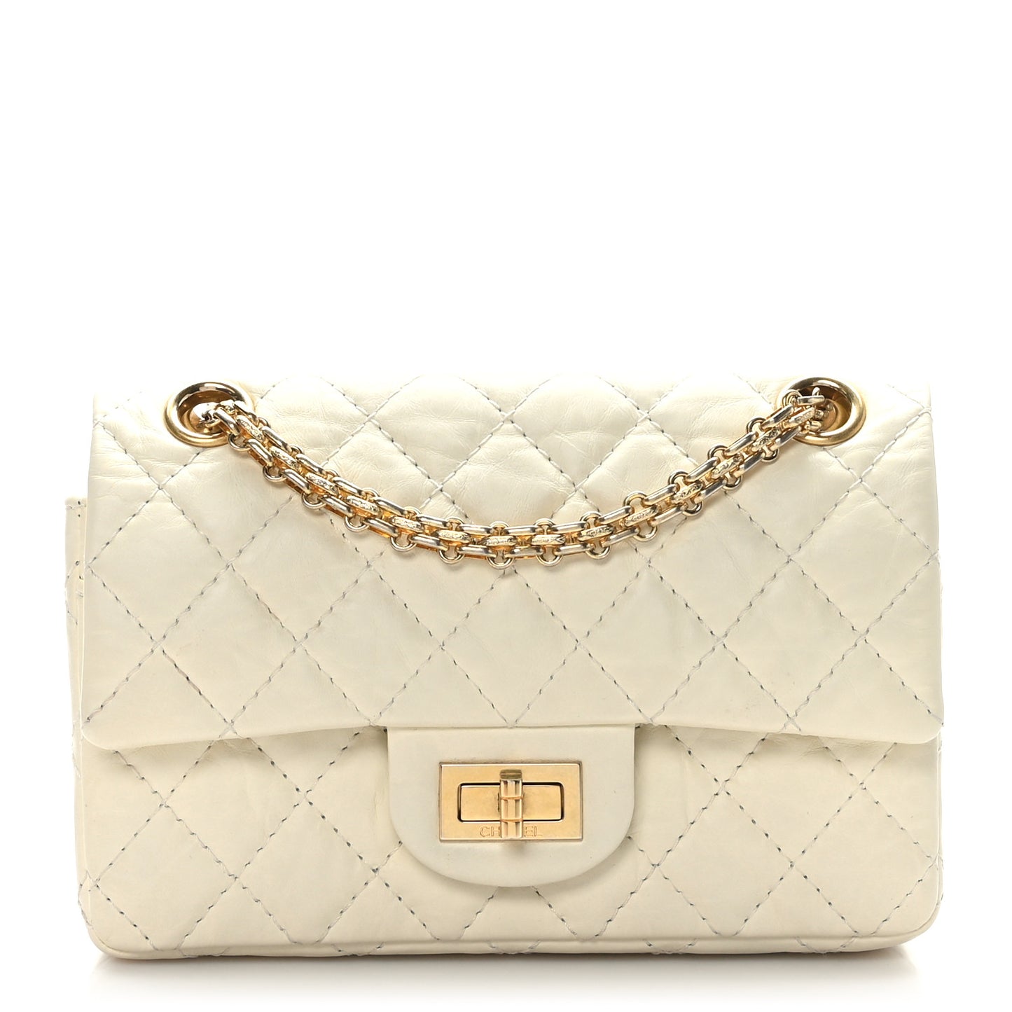 Aged Calfskin Quilted 2.55 Reissue 224 Flap White