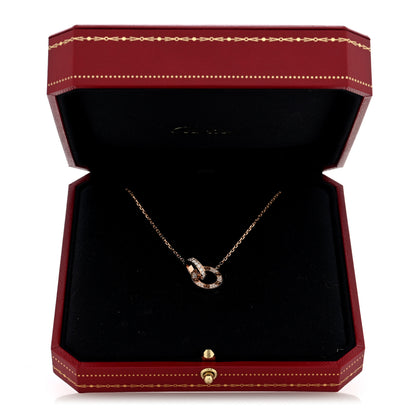 Cartier 18K Pink Gold Diamond Interlocking LOVE Paved Necklace 5 of 5
