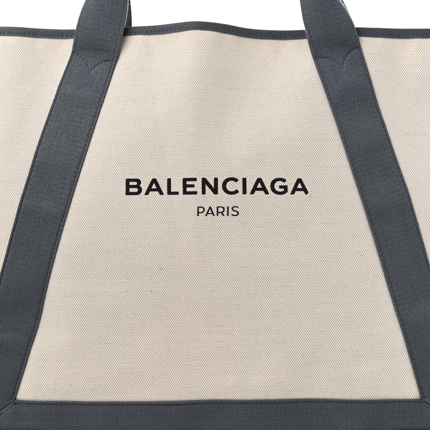 Cotton Canvas Calfskin M Navy Cabas Grey