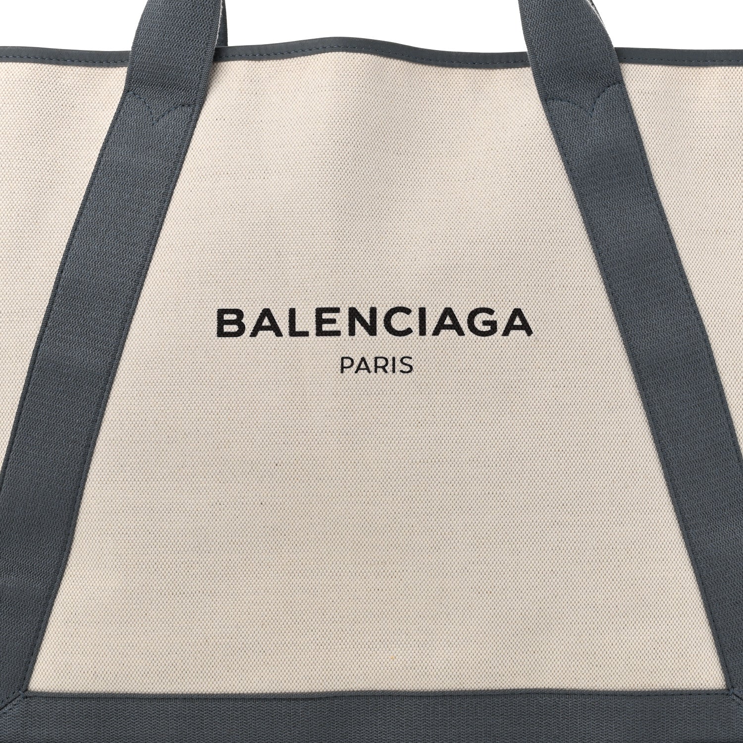 Balenciaga Cotton Canvas Calfskin M Navy Cabas Grey 9 of 11