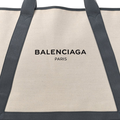 Balenciaga Cotton Canvas Calfskin M Navy Cabas Grey 9 of 11