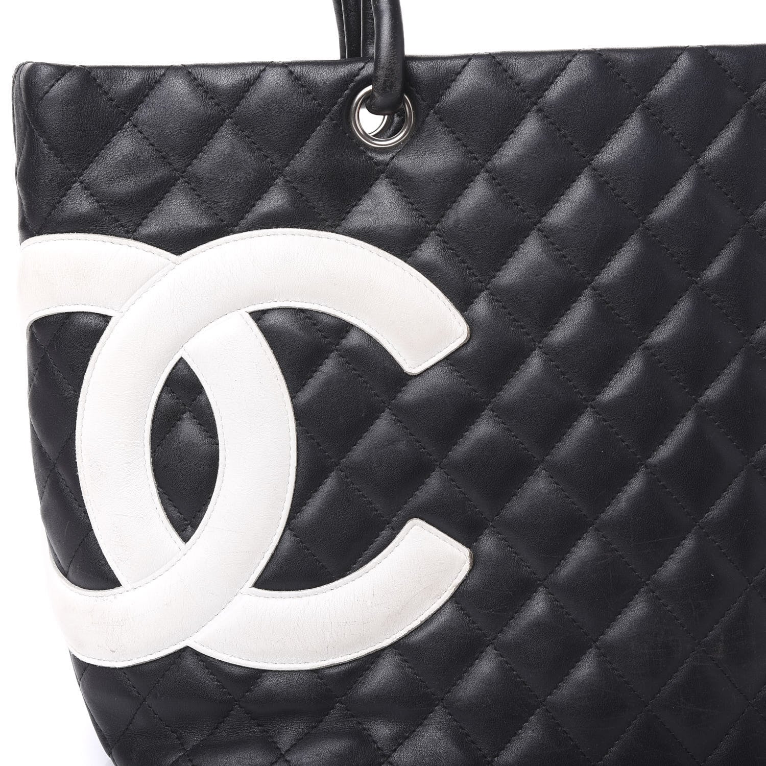 Chanel Calfskin Quilted Large Cambon Tote Black White 7 of 12