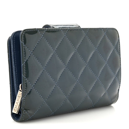 Chanel Patent Quilted Brilliant Zipped Pocket Wallet Blue 3 of 12