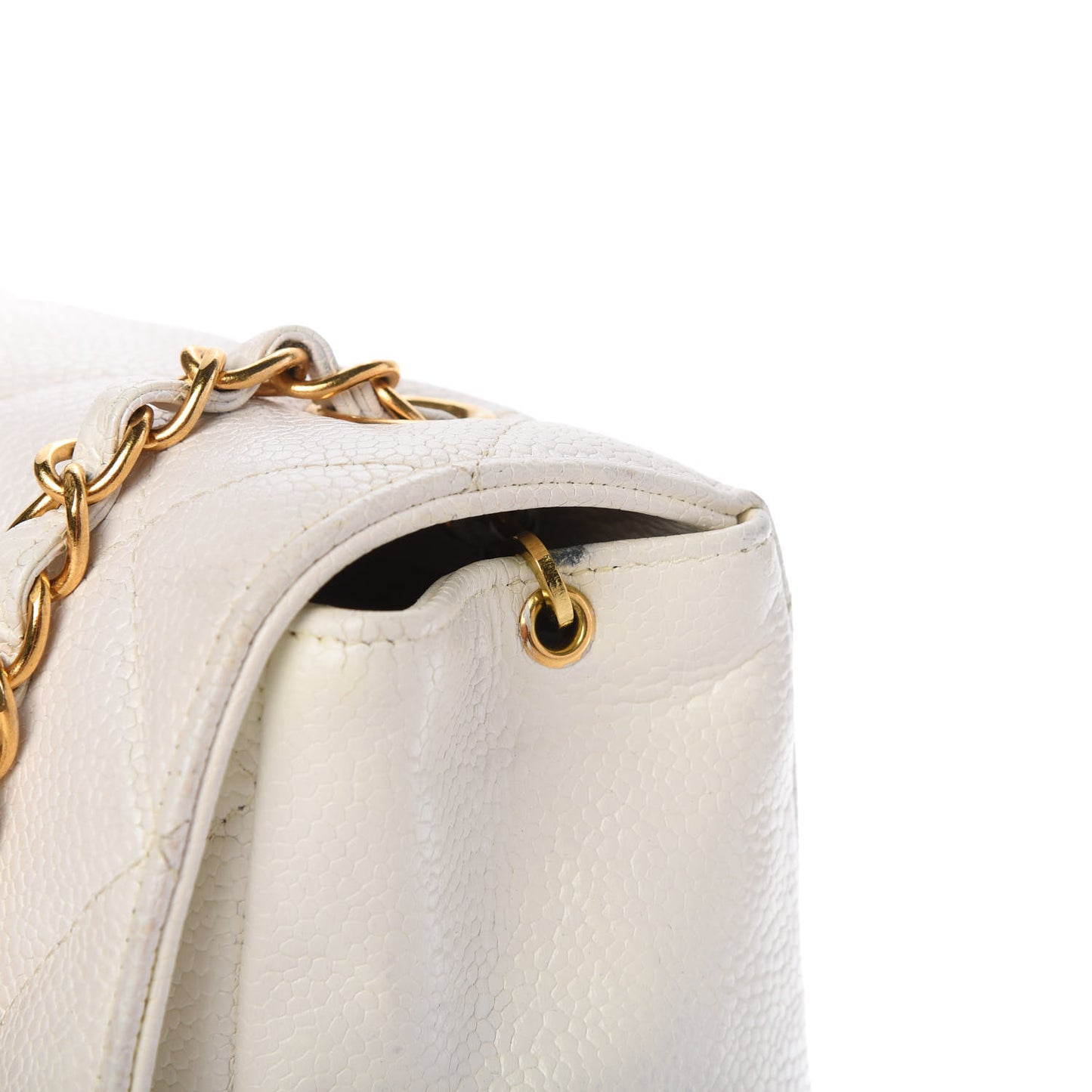 Caviar Quilted Small Flap White