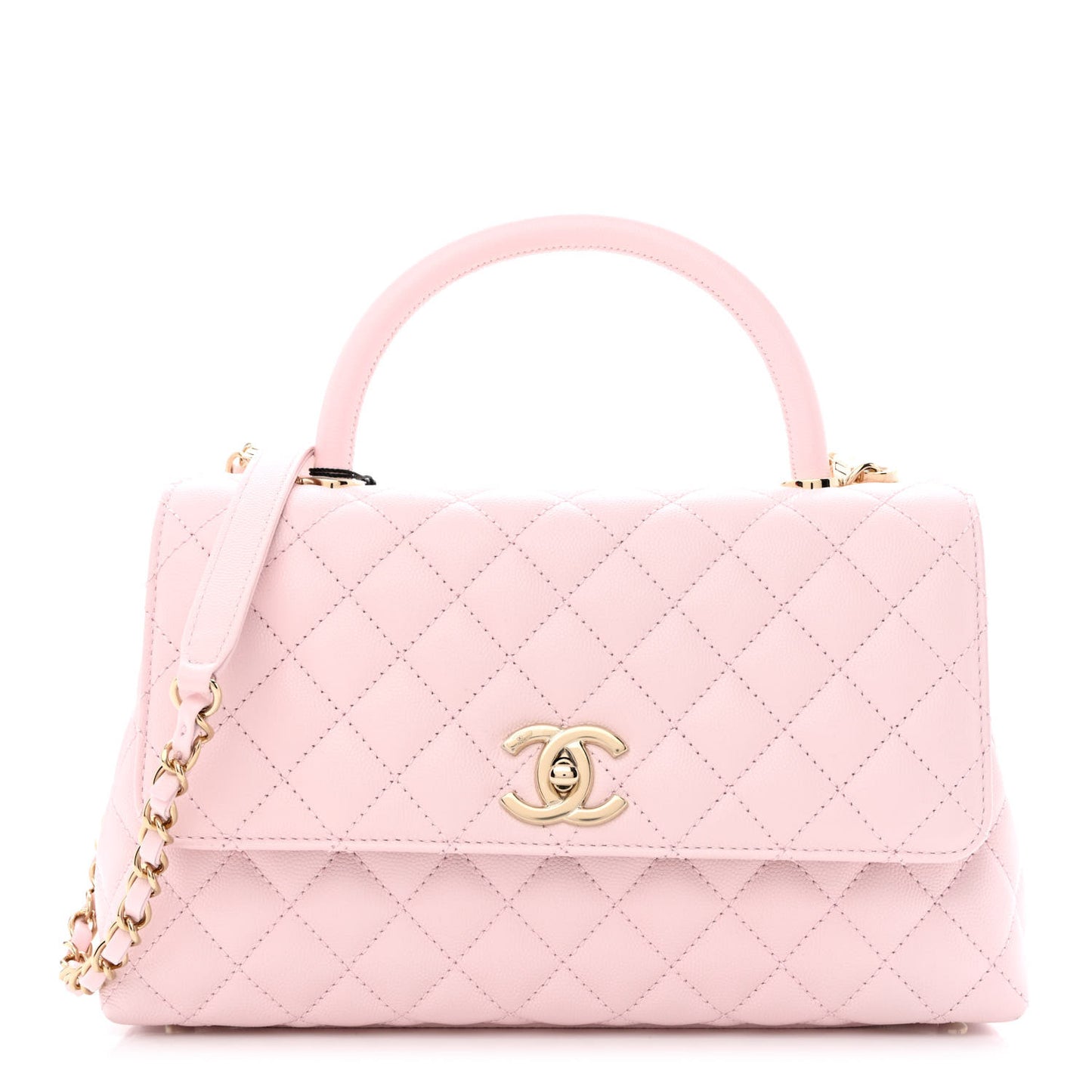 Caviar Quilted Small Coco Handle Flap Light Pink