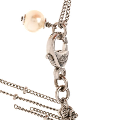 Chanel Crystal Pearl CC Pendant Necklace Silver 5 of 5