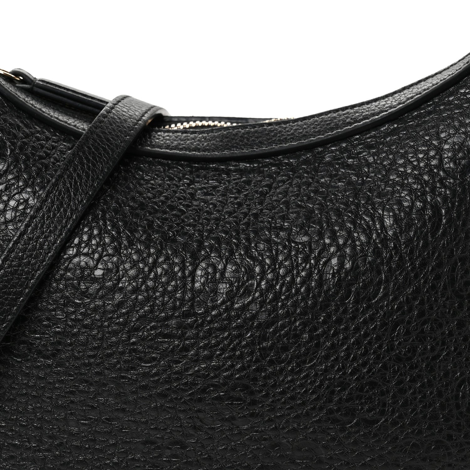 Gucci GG Grainy Calfskin Emblem Small Half Moon Shoulder Bag Black 8 of 11