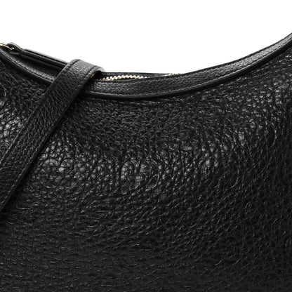 Gucci GG Grainy Calfskin Emblem Small Half Moon Shoulder Bag Black 8 of 11