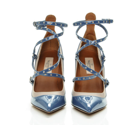 Valentino Garavani Patent Love Latch 100mm Pumps 35 Indaco Poudre 2 of 7