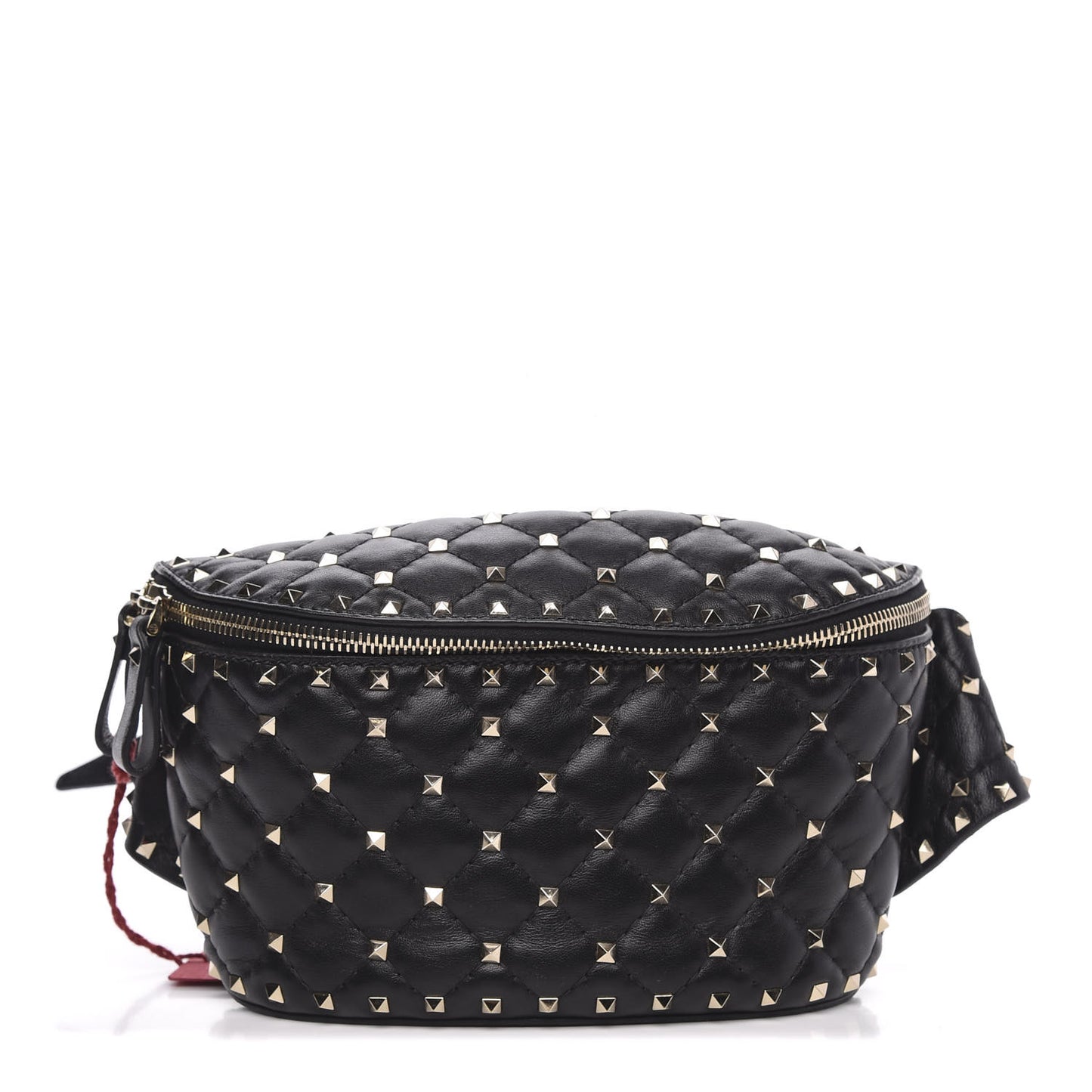 Lambskin Rockstud Spike Belt Bag 75 Black