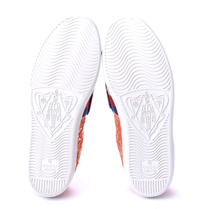 Gucci Lace Crystal Sylvie Web Flower Leaf Womens Ace Sneakers 36.5 Hot Orange Tan Beige 5 of 10
